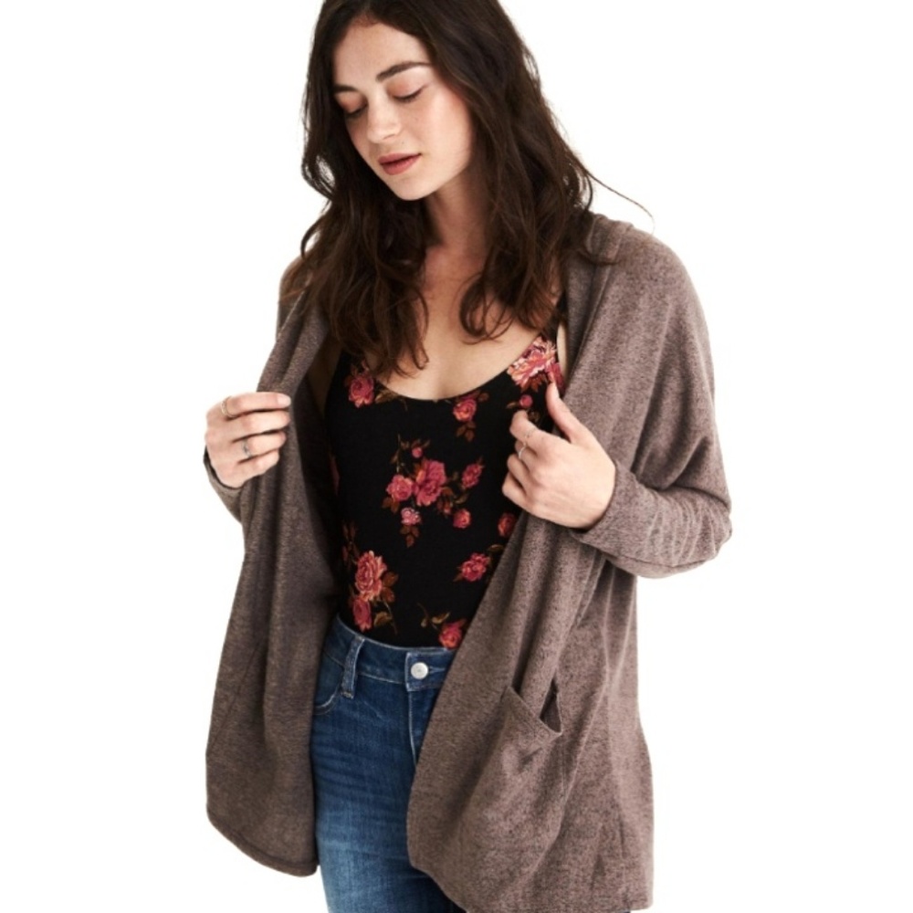 NWT AEO Soft & Sexy Plush Hooded Cardigan size L - Picture 1 of 7